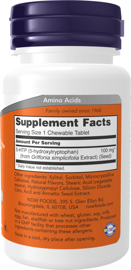NOW - 5-HTP (5-hydroksytryptofan), 100 mg - obrazek 2