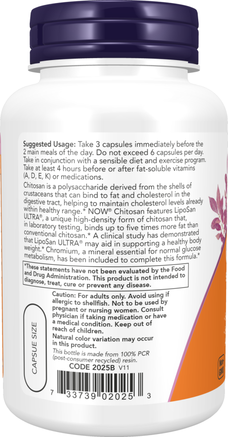 NOW Foods - Chitozan 500 mg z chromem, 240 kapsułek vege - obrazek 3