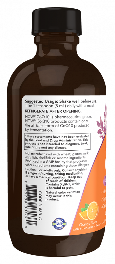 NOW - Płynny CoQ10 o smaku pomarańczowym, 118 ml - obrazek 3