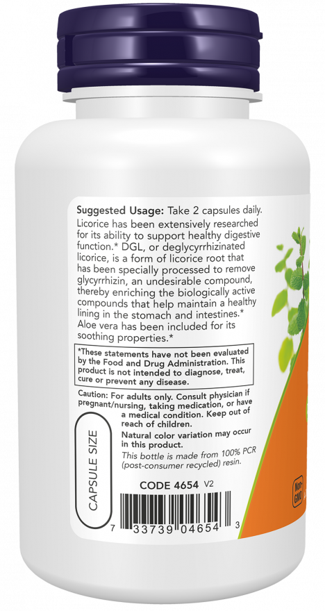 NOW - DGL z Aloesem, 100 kapsułek vege - obrazek 3