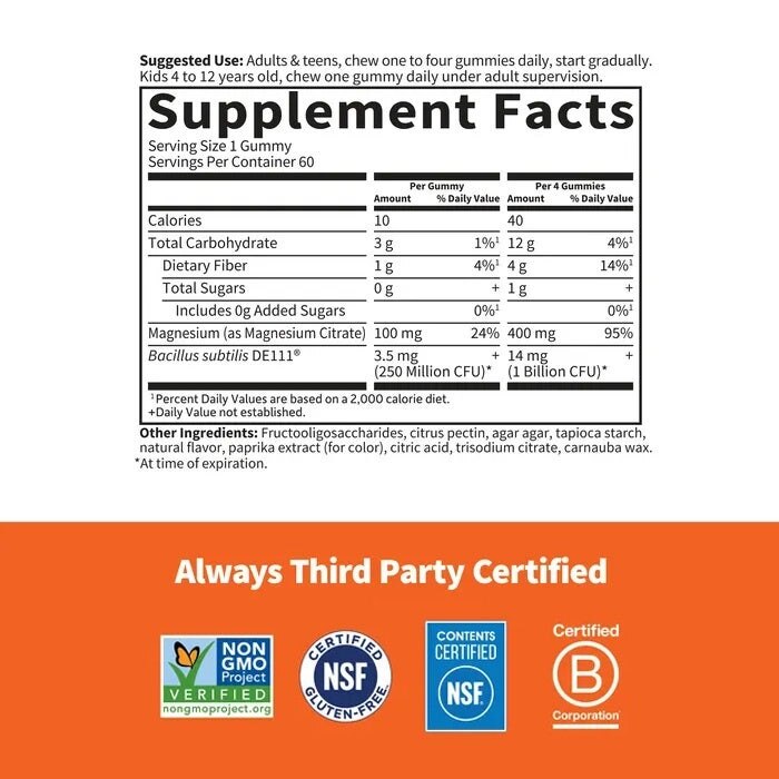 Garden of Life - Magnez z prebiotykami i probiotykami w żelkach, smak kremu pomarańczowego, 60 sztuk - obrazek 2