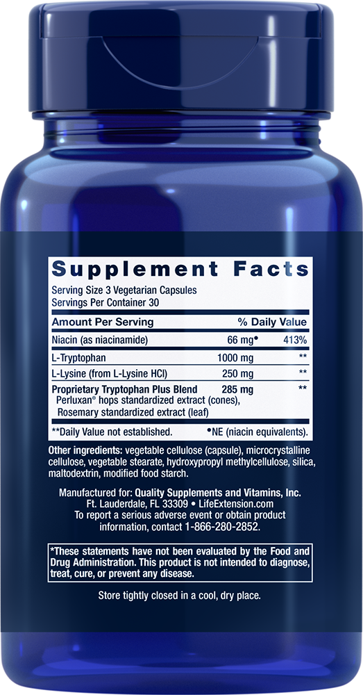 Life Extension - Optymalizowany Tryptofan Plus, 90 kapsułek - obrazek 2