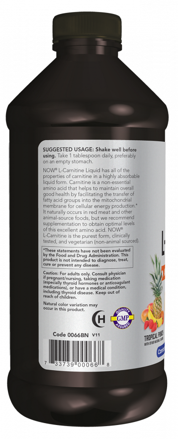 NOW Foods - Płynna L-karnityna, Tropikalny Poncz 1000 mg - 473 ml - obrazek 3