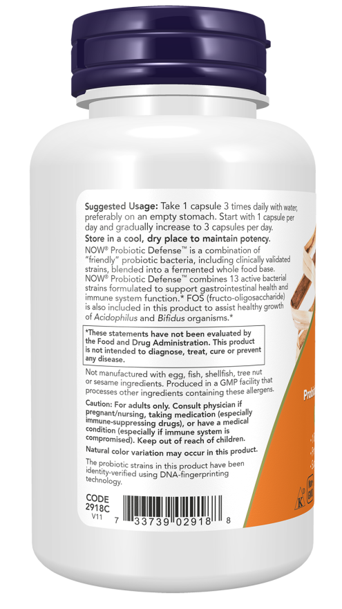 NOW - Probiotyk Defense, 90 kapsułek roślinnych - obrazek 3