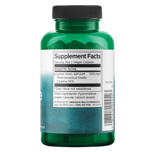 Swanson - AjiPure L-Lizyna, 500 mg - 90 kapsułek wegetariańskich - obrazek 2