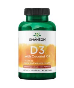 SWANSON Witamina D-3 2000IU z olejem z koko