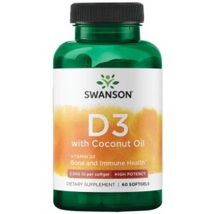 SWANSON Witamina D-3 2000IU z olejem z koko