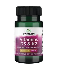 SWANSON Witamina D3 2000IU + K2 75mcg 60vcaps