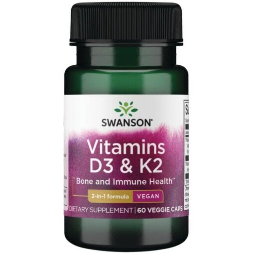 SWANSON Witamina D3 2000IU + K2 75mcg 60vcaps