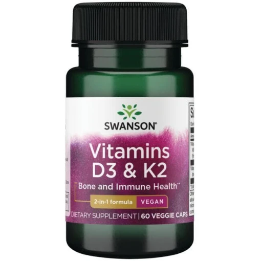 SWANSON Witamina D3 2000IU + K2 75mcg 60vcaps