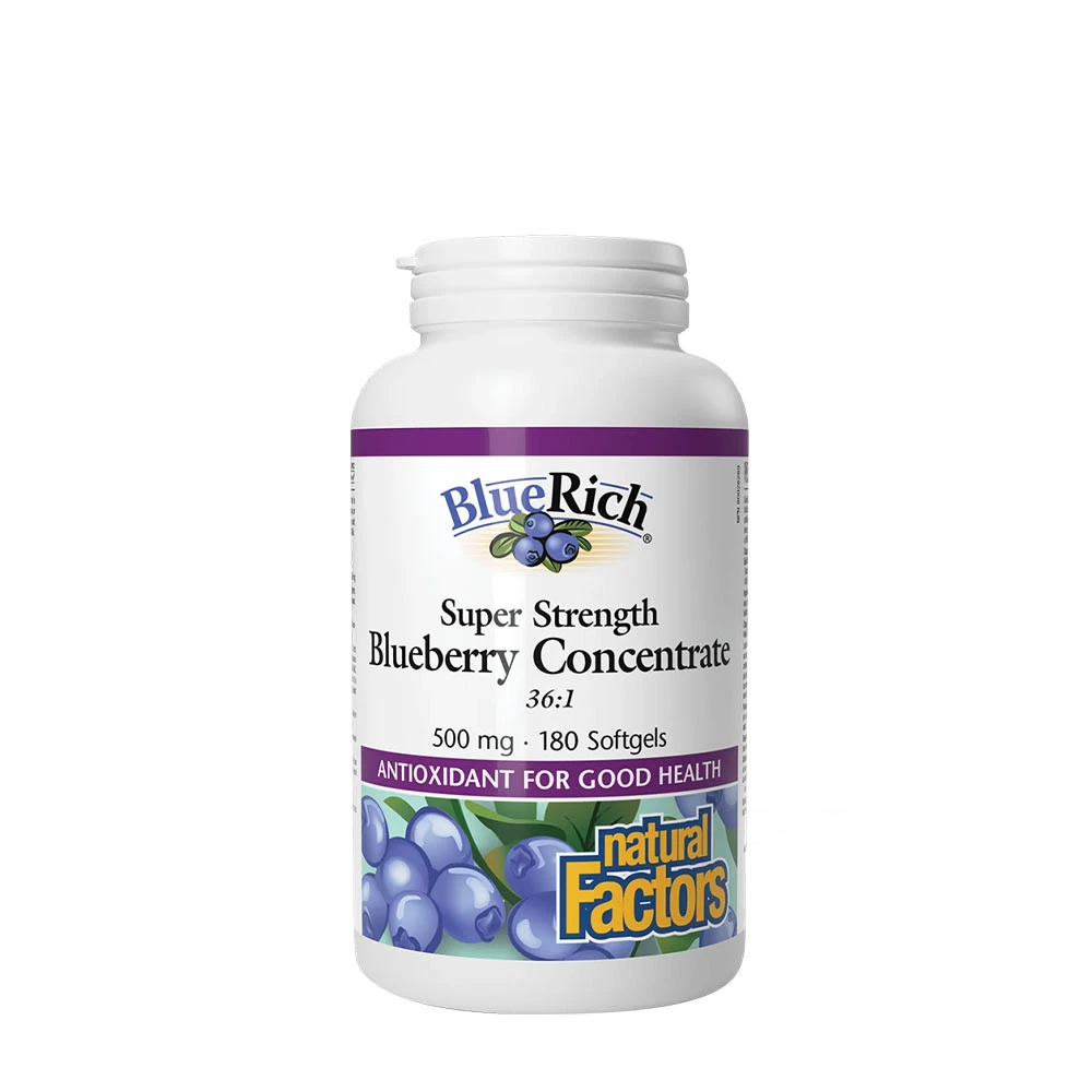 Natural Factors Super Strength Blueberry Concentrate 500 mg (180 Softgels)