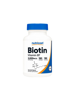 Nutricost Biotin with Coconut Oil Softgels 5000 mcg (150 Softgels)