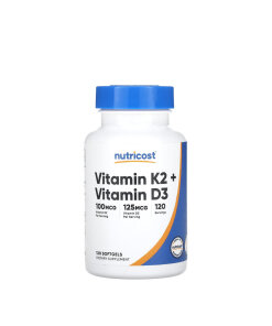 Nutricost Vitamin K2 (MK7) (100 mcg) + Vitamin D3 (5000 IU) (120 Softgels)